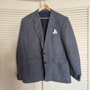 Vintage 48T DONEGAL Tweed Wool Blue Blazer Sport Coat Jacket Bespoke Ireland
